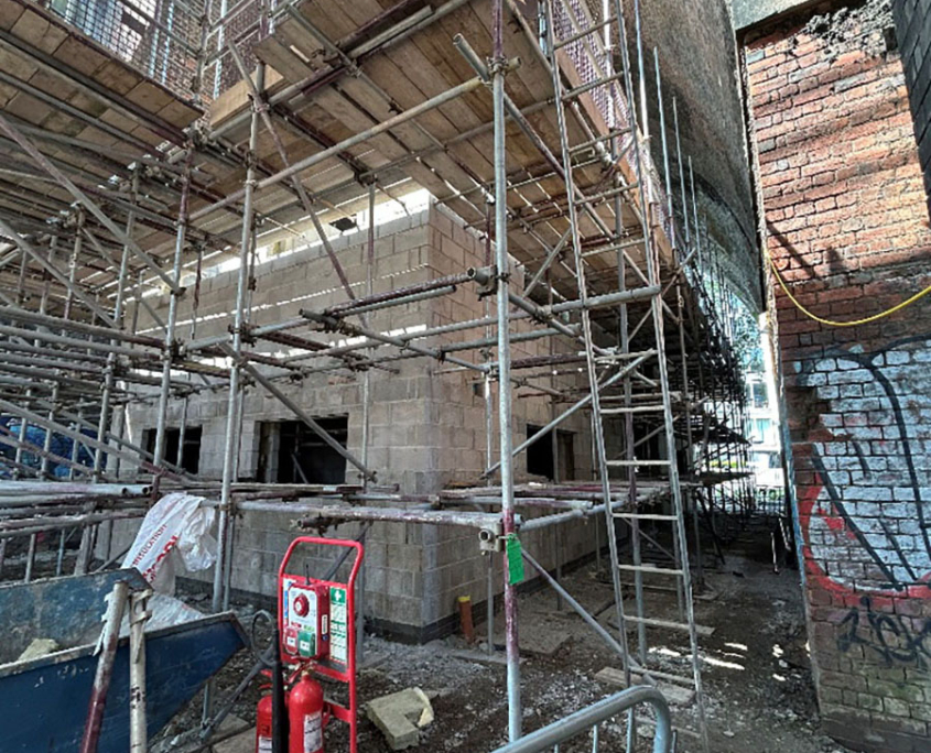 Examples of an external blockwork scaffold